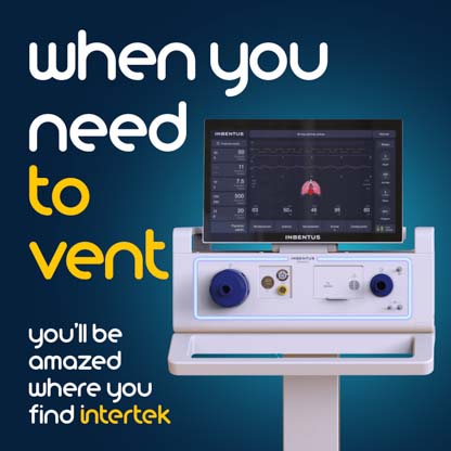A hospital room ventilator monitoring panel